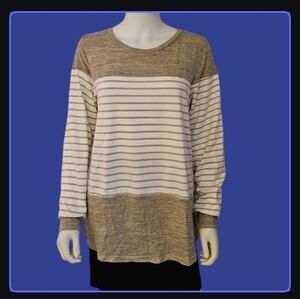 3/$30 VEMVAN Lightweight Knit Striped Color Block Long Sleeve Blouse